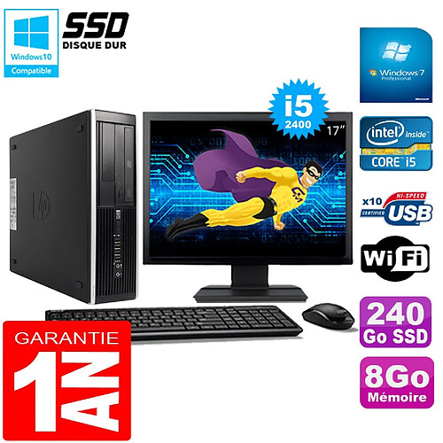 PC HP Compaq Pro 6300 SFF I5-2400 8Go 240Go SSD Graveur DVD Wifi W7 Ecran 17" · Occasion