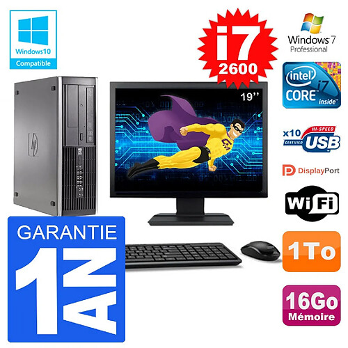 PC HP 6200 SFF Ecran 19" Intel i7-2600 RAM 16Go Disque 1To Graveur DVD Wifi W7 · Occasion