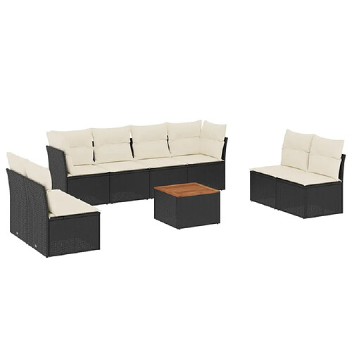 Maison Chic Ensemble Tables et chaises d'extérieur 9 pcs avec coussins,Salon de jardin noir résine tressée -GKD318347