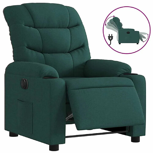 Maison Chic Fauteuil Relax pour salon, Fauteuil inclinable électrique Vert foncé Tissu -GKD46222