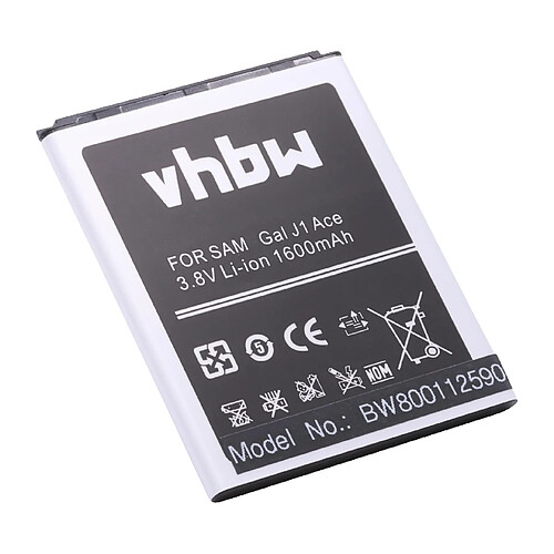 vhbw Li-Ion Batterie 1600mAh (3.8V) pour téléphone portable Smartphone Samsung Galaxy J1 Ace Duos 4G, J1 Ace Duos 4G LTE comme EB-BJ111ABE.