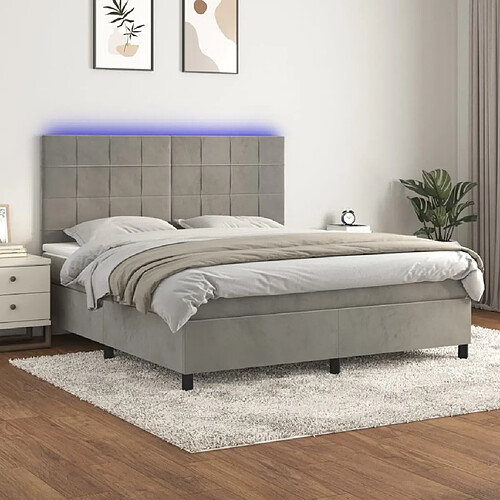 Sommier à lattes,Cadre à lattes de lit pour Adulte matelas et LED Gris clair 180x200 cm -MN27175