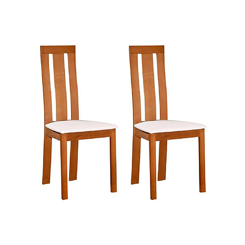 Vente-Unique Lot de 2 chaises DOMINGO - Hêtre massif coloris chêne