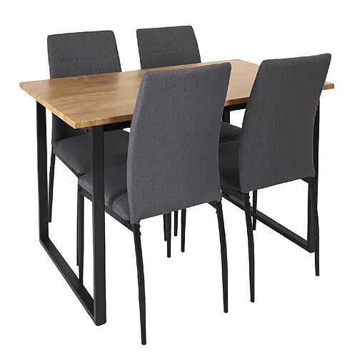 The Home Deco Factory Ensemble table à manger et 4 chaises tissu Jack