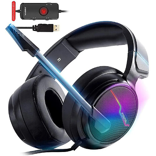 Universal Xbox un casque, casque PS4, casque gaming, avec éclairage LED, 3,5 mm stéréo casque gaming surround, pour PC, ordinateur portable, avec contrôle de volume micro flexible