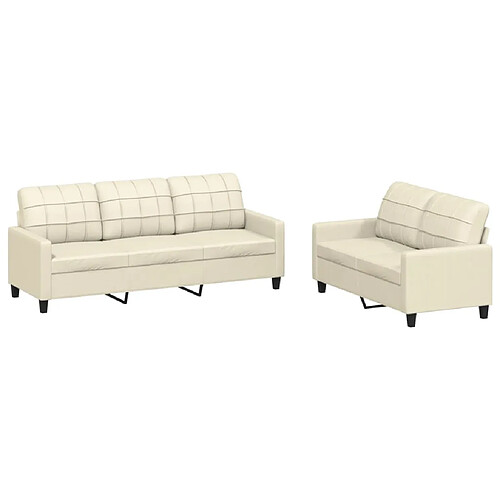 Maison Chic Ensemble de canapés 2 pcs avec coussins, Canapé droit Sofa pour Salon Crème Similicuir -GKD337406