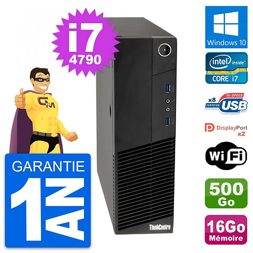 PC Lenovo ThinkCentre M83 SFF Core i7-4790 RAM 16Go Disque 500Go Windows 10 Wifi · Occasion