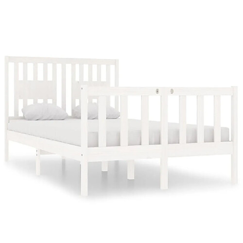 Maison Chic Lit Moderne Chambre - Cadre/structure de lit pour adulte Blanc Bois massif 120x190 cm Petit Double -MN76476