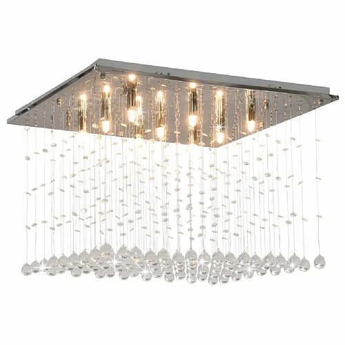 vidaXL Plafonnier avec perles de cristal Argenté Cubique G9