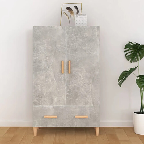 vidaXL Buffet haut Gris béton 70x31x115 cm Bois d'ingénierie