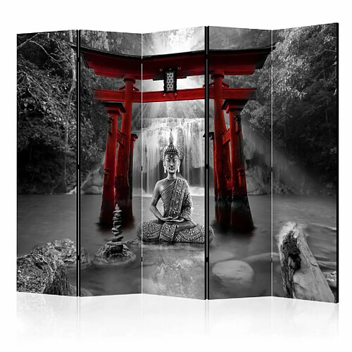 Paris Prix Paravent 5 Volets Buddha Smile Red 172x225cm