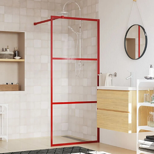 Maison Chic Paroi de douche | Écran de douche | Cloison de douche avec verre ESG transparent rouge 80x195 cm -GKD11460