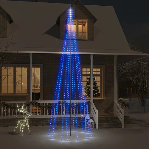 vidaXL Sapin de Noël sur mât de drapeau 732 LED Bleues 500 cm