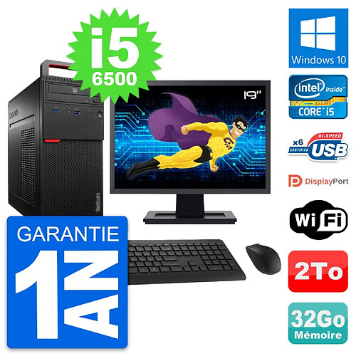 PC Tour Lenovo M700 Ecran 19" Intel i5-6500 RAM 32Go Disque 2To Windows 10 Wifi · Occasion