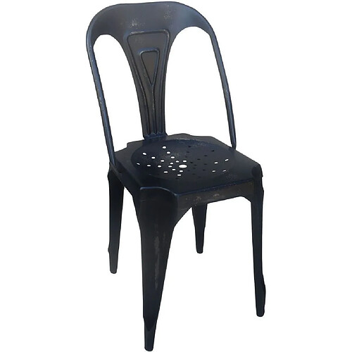 Antic Line Creations Chaise Vintage en métal Noir.