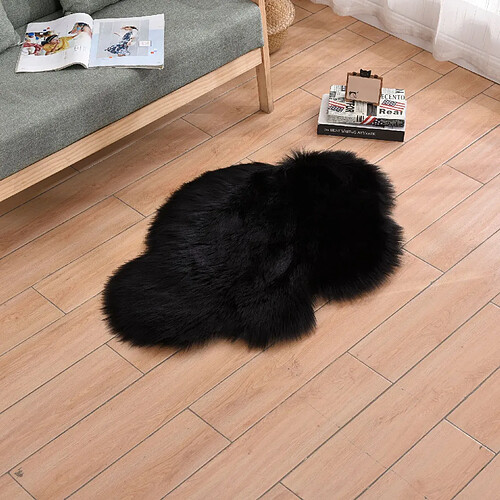 LUUCOZK Tapis moelleux en fausse fourrure, tapis à poils longs pour chambre à coucher et salon – Nuage noir-70x180 CM