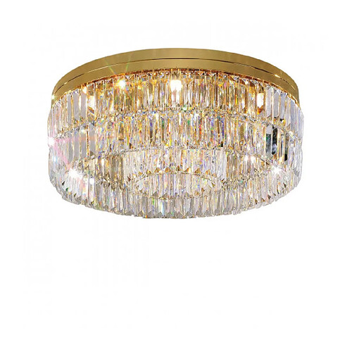 Luminaire Center Plafonnier design en cristal PRISMA Or 24 Carats 12 ampoules