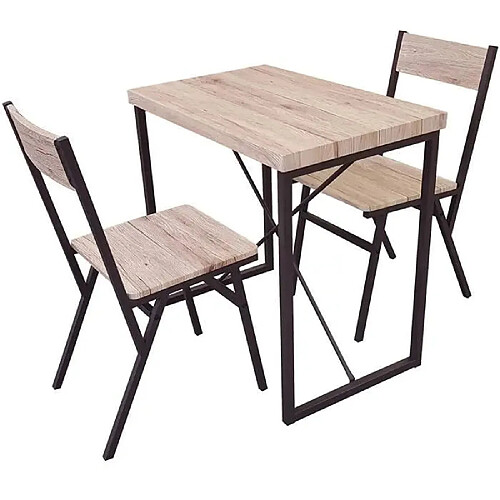 Ensemble de table avec 2 chaises en bois avec struture en métal noir table 80L x 50l x 75H cm / chaise 42 x 39 x 85cm+Urban Living