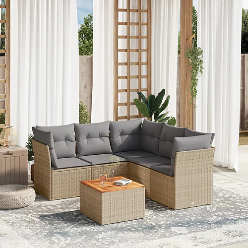 vidaXL Salon de jardin avec coussins 6pcs mélange beige résine tressée