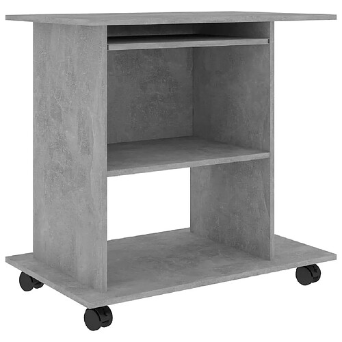 Maison Chic Bureau d'ordinateur solide,Table de travail Gris béton 80x50x75 cm Aggloméré -GKD86702