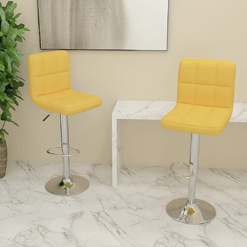 vidaXL Tabourets de bar lot de 2 jaune moutarde tissu