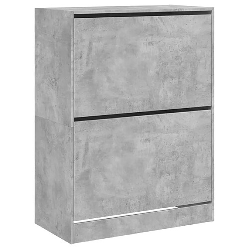 Maison Chic Armoire à chaussures 2 tiroirs | Meuble de rangement à chaussures Meuble d'Entrée rabattables gris béton -MN81297