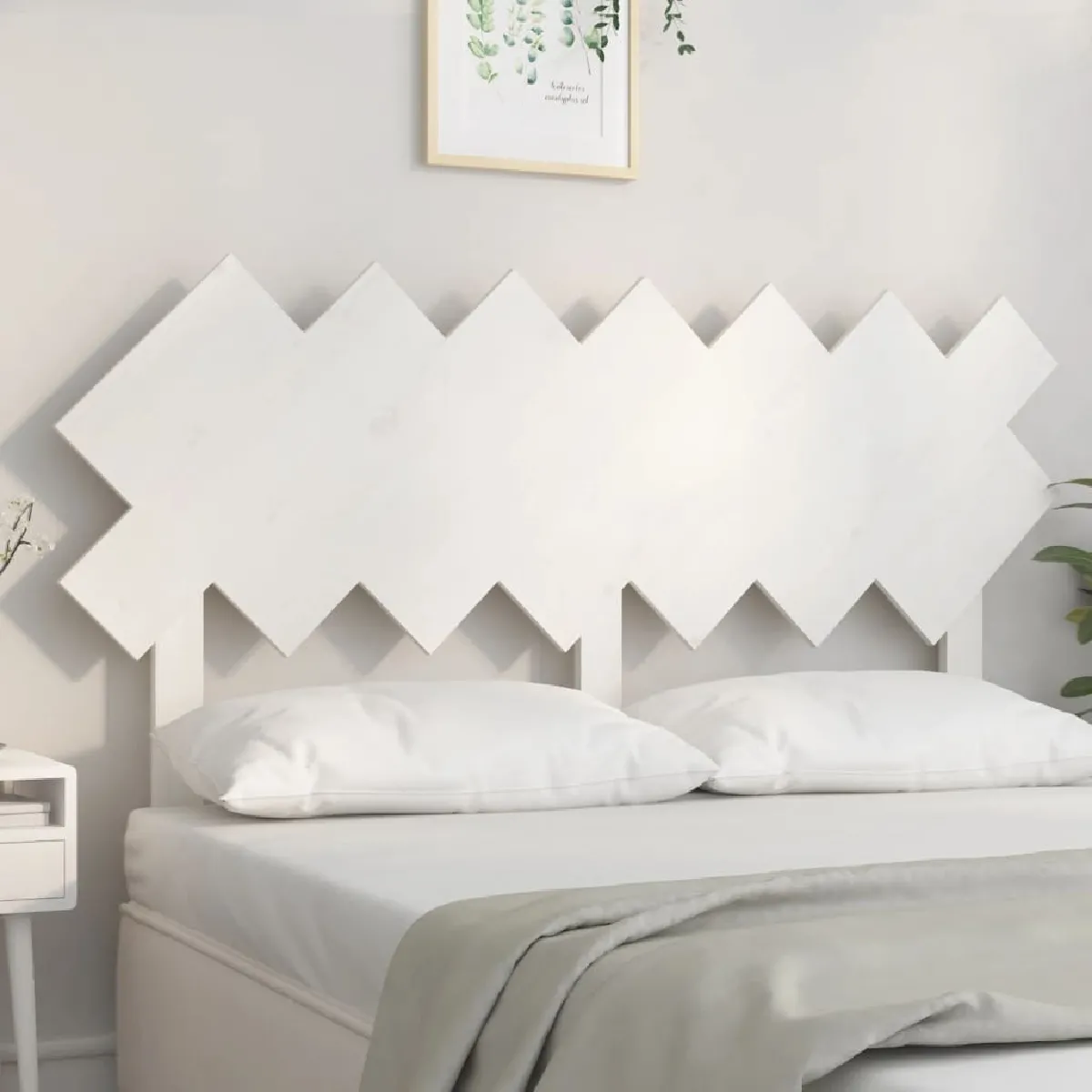 Maison Chic Tête de lit scandinave,Meuble de chambre Blanc 151,5x3x81 cm Bois massif de pin -MN35814