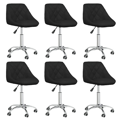 vidaXL Chaises pivotantes à manger lot de 6 noir similicuir