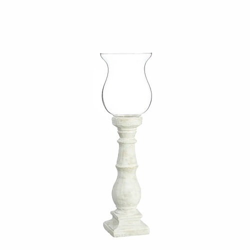 BigBuy Home Bougeoir 20,5 x 20,5 x 71 cm Verre Ciment Blanc