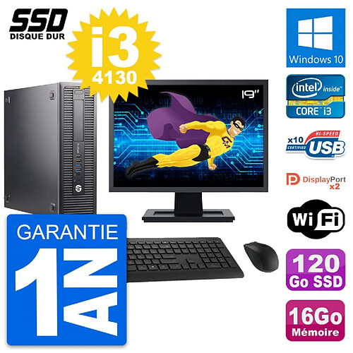 PC HP 600 G1 SFF Ecran 19" Intel Core i3-4130 RAM 16Go SSD 120Go Windows 10 Wifi · Occasion