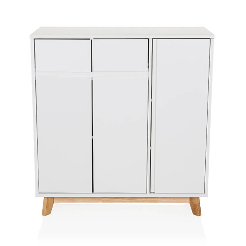 Armoire à chaussures / commode ESTHA 80x34x85 cm 2 tiroirs 3 portes blanc hjh LIVING