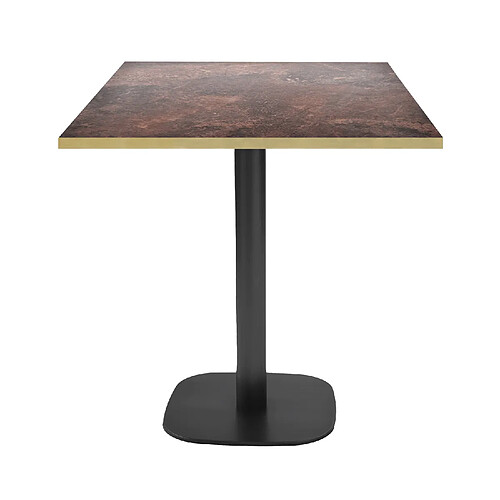 Restootab Table 70x70cm - modèle Round rouille roc chants laiton