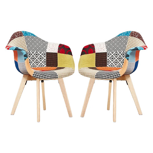 Home Design International Lot de 2 Chaises Patchwork avec Accoudoirs