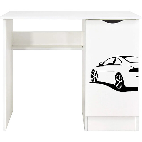 Leomark Bureau blanc avec étagère ROMA - Voiture