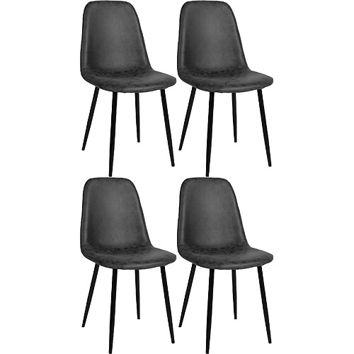 Non Lot de 4 chaises de salle à manger Napier en simili cuir