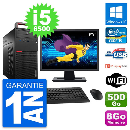 PC Tour Lenovo M700 Ecran 19" Intel i5-6500 RAM 8Go Disque 500Go Windows 10 Wifi · Occasion