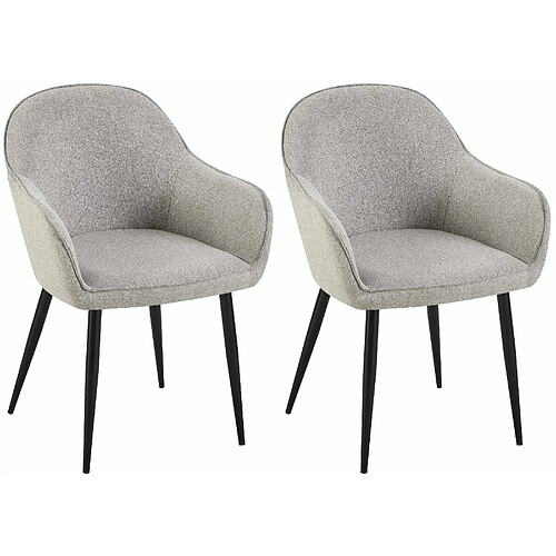 Decoshop26 Lot de 2 chaises de salle à manger moderne et confortable en tissu gris et pieds en métal noir 10_0001601