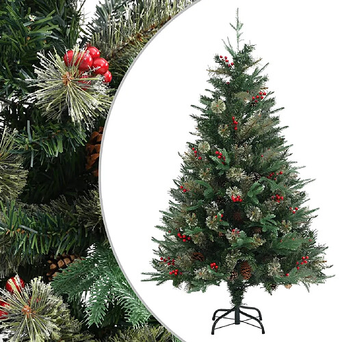 vidaXL Sapin de Noël avec pommes de pin Vert 120 cm PVC et PE