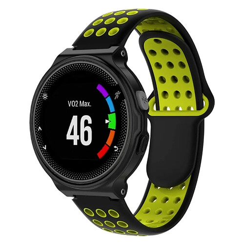 Wewoo Bracelet pour montre connectée Dragonne sport en silicone bicolore Garmin Forerunner 220 / Approach S5 / S20 Noir Jaune