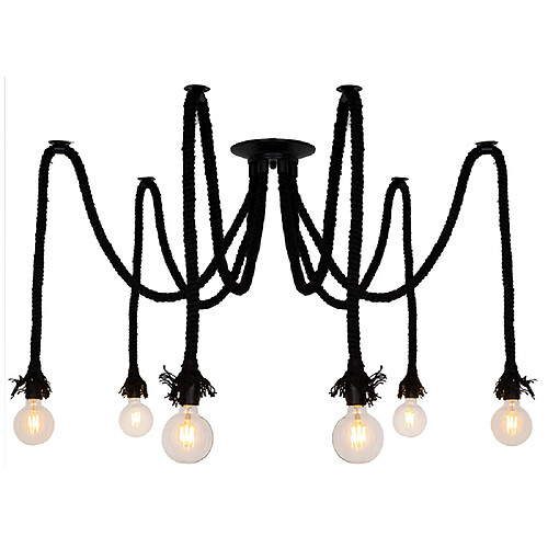 Sampa Suspension ou plafonnier design Mila 100cm réglable corde noir compatible LED