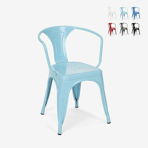 Ahd Amazing Home Design Chaises industrielles Tolix avec accoudoirs en acier pour cuisine et bar Steel Arm, Couleur: Turquoise