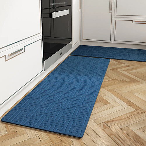 LUUCOZK Sol de cuisine antidérapantTapis de couloir lavables pour buanderie - Bleu-40x140cm