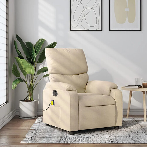 Maison Chic Fauteuil de massage inclinable,Fauteuil luxe de relaxation Crème Tissu -MN24904