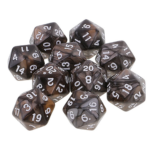 10 Pcs 20 Faces Dés D20 Polyédrique Dés Pour Donjons Et Dragons Jeux De Table Café Gris