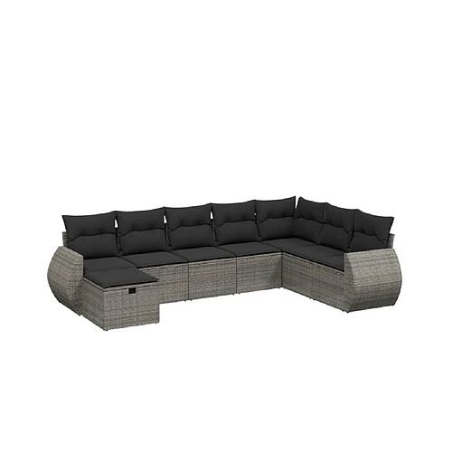 Maison Chic Ensemble Tables et chaises d'extérieur 8 pcs avec coussins,Salon de jardin gris résine tressée -GKD167327