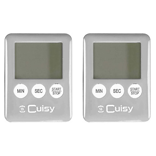 Cuisy Minuteur électronique aimanté coloré (Lot de 2) Argenté.