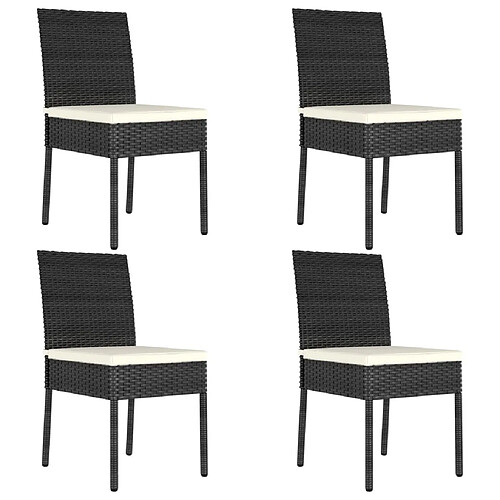 vidaXL Chaises à manger de jardin lot de 4 Résine tressée Noir