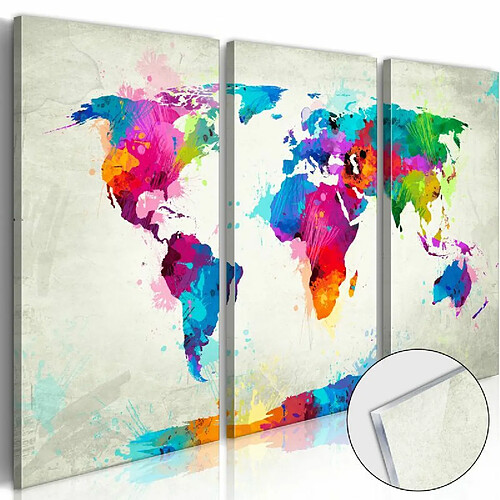 Paris Prix Tableau sur Verre Acrylique World Map : An Explosion of Colours 80 x 120 cm