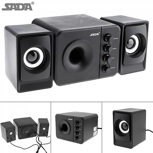 Universal SADA D-205 Portable 3W USB 2.0 Computer Subwoofer Combinaison en haut-parleurs avec une prise audio 3,5 mm pour le smartphone PC ordinateur portable de bureau