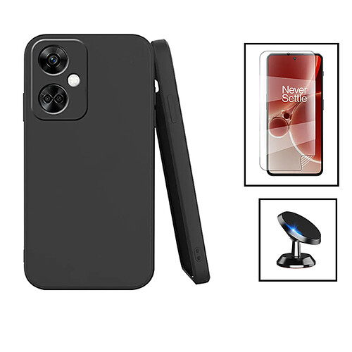 PHONECARE Kit Film Hydrogel Full Cover Avant + Coque Silicone Liquide + Support Magnétique de Voiture pour OnePlus Nord CE3 - Noir